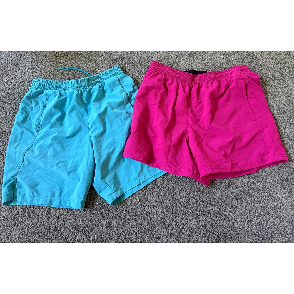 All in Motion Kids Swim Trunks Bundle Blue Pink Athletic Shorts Size S 2 Pack